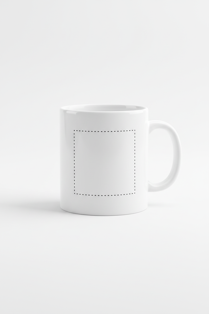 Single White Mug with Black Logo Square