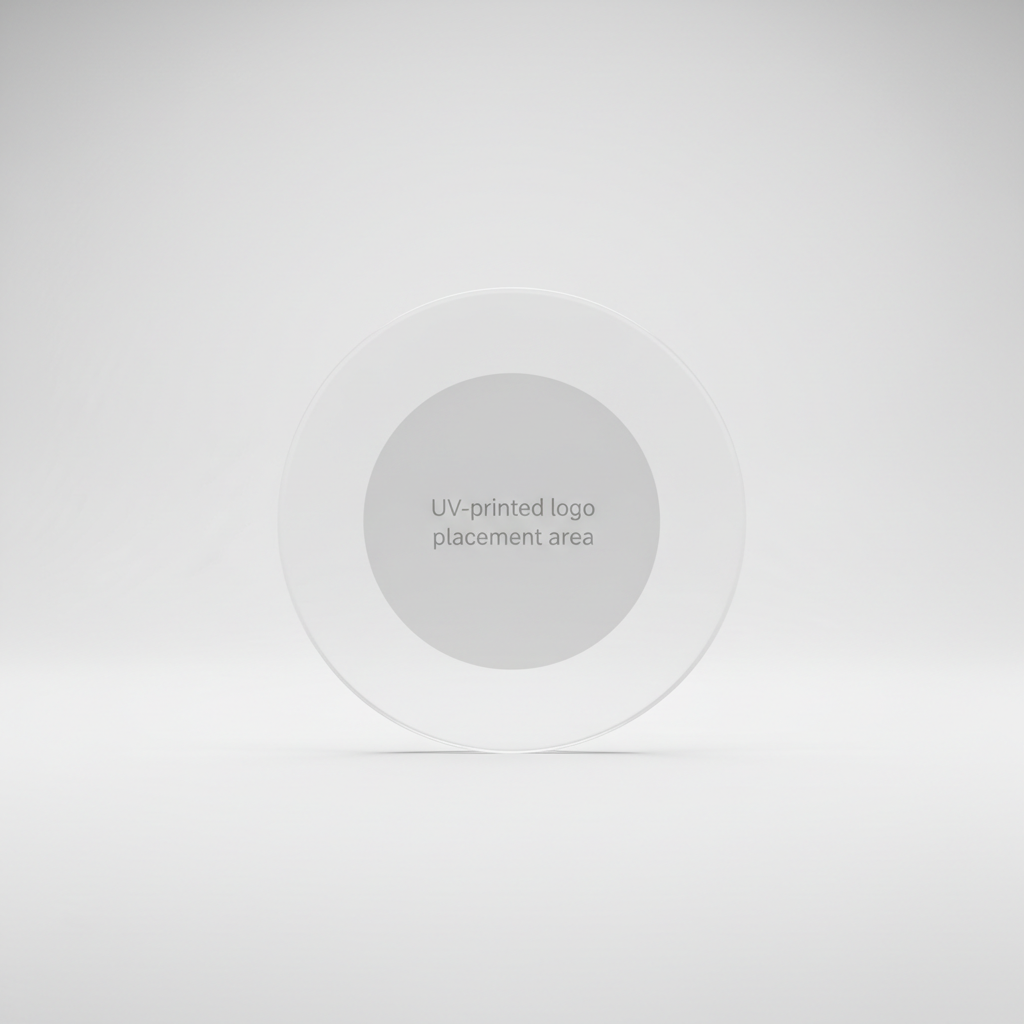 Custom UV-Printed Round Coaster with logo placement area