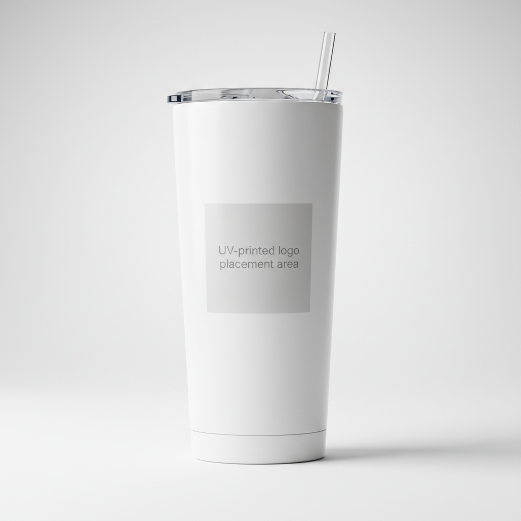 White Tumbler with Logo Placement Square